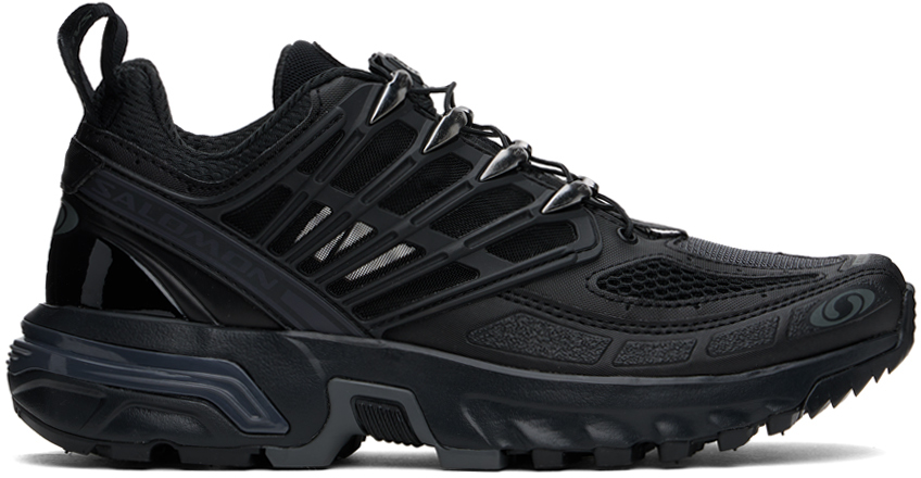 Shop Salomon Black Acs Pro Sneakers In Black / Black / Blac