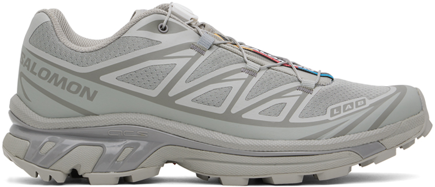 Shop Salomon Gray Xt-6 Sneakers In Ghost Gray / Ghost G