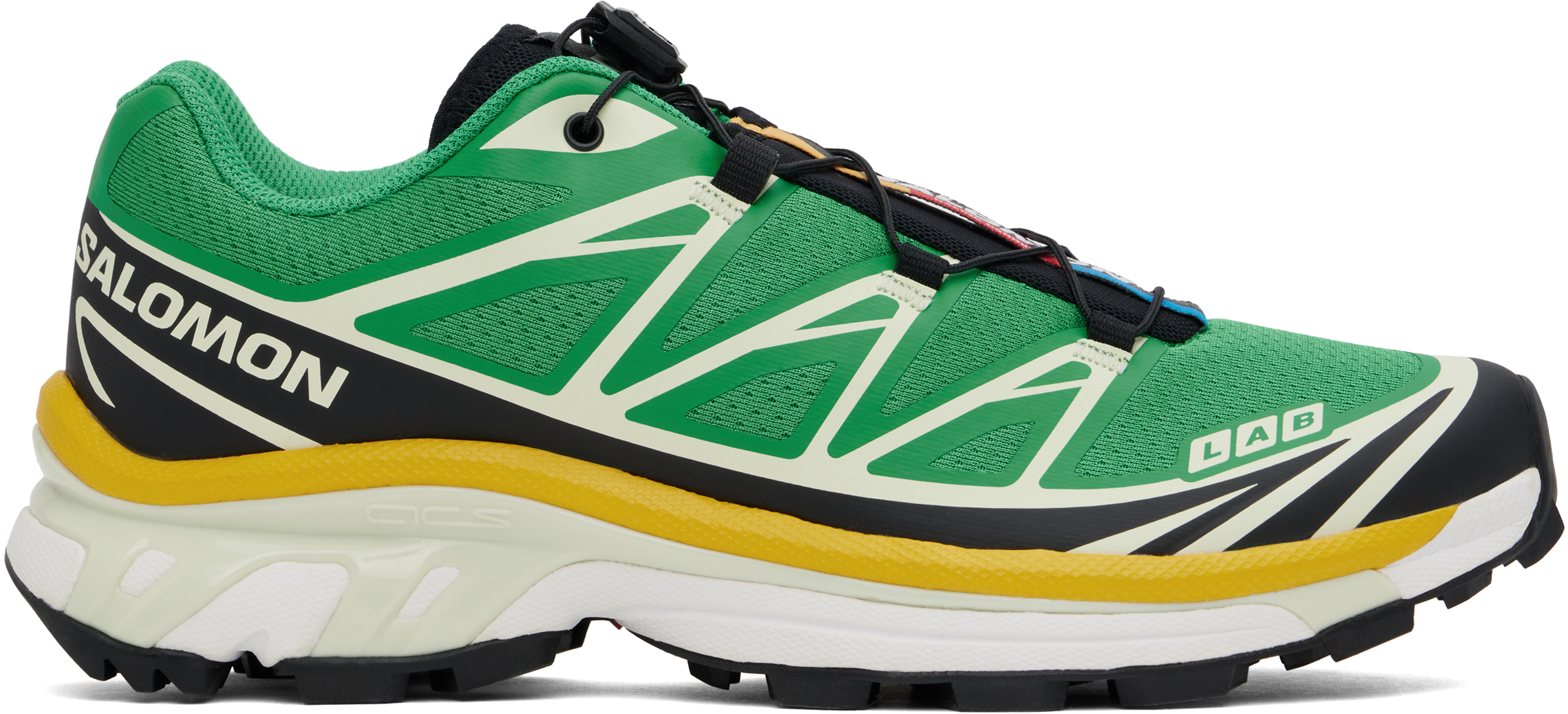 Salomon Green Xt-6 Sneakers In Bright Green / Black