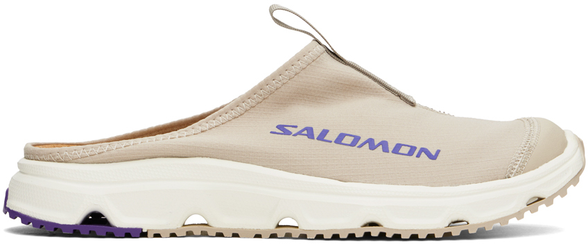 Shop Salomon Beige & Brown Rx Slide 3.0 Slip-on Loafers In Feathergray/iron/lib