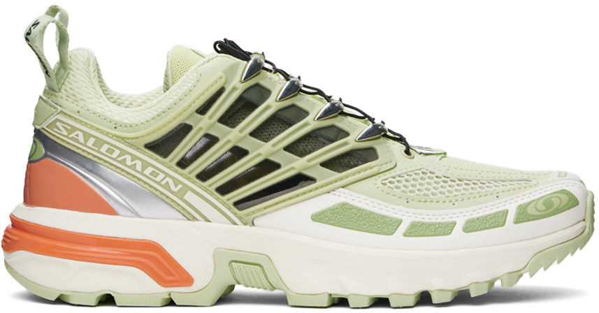 Salomon Green & Orange Acs Pro Trainers In White Jade/sun Baked