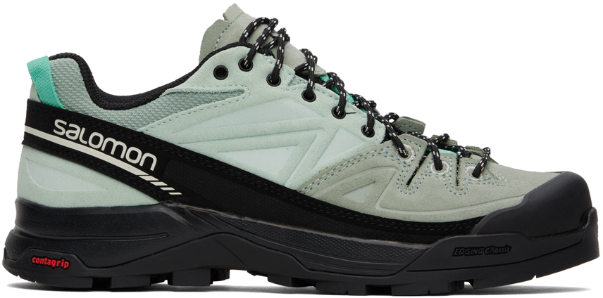 Salomon Leather And Mesh Sneakers With Secure Lacing System In Black/greenmilieu/ba