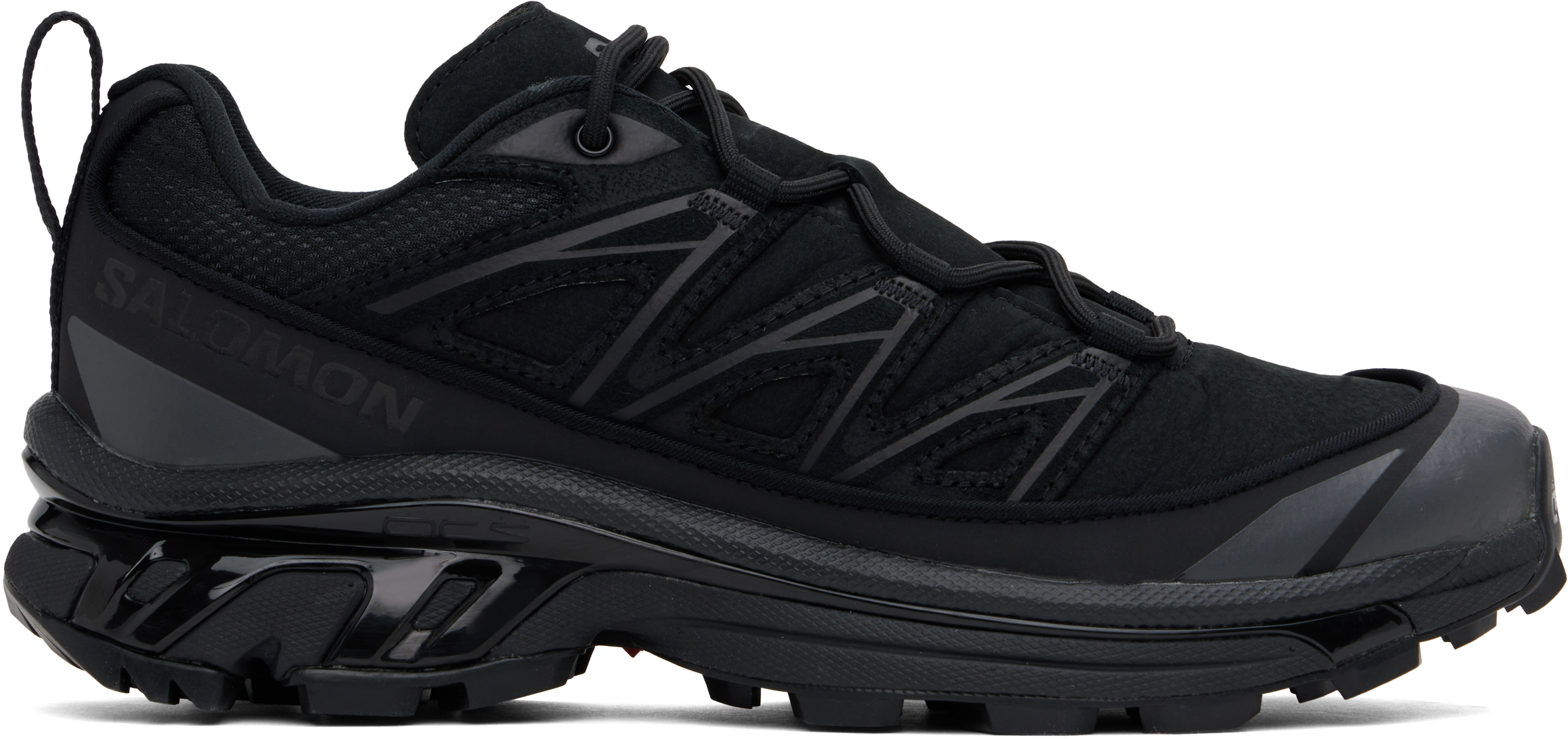 Salomon Black Xt-6 Expanse Leather Sneakers In Black/black/asphalt