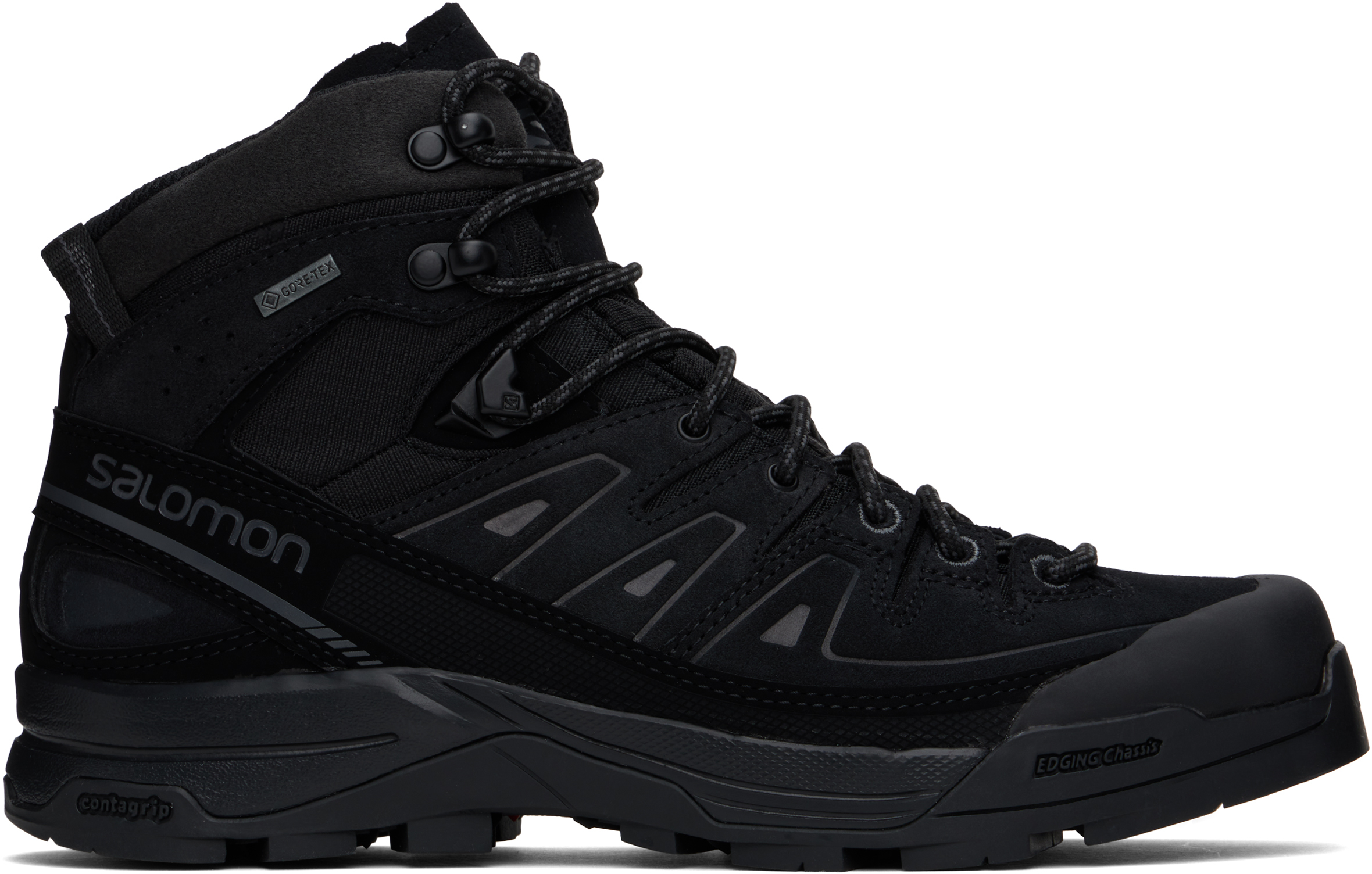 Salomon Black X-alp Mid Leather Gore-tex Boots In Black/black/asphalt