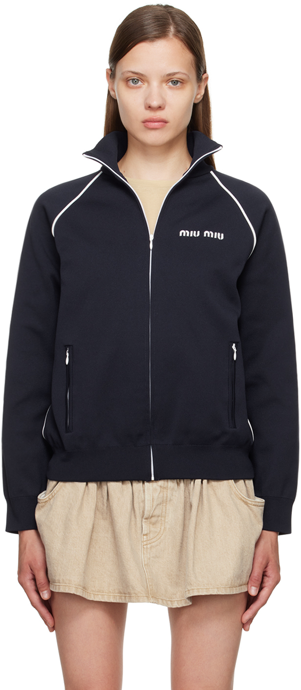 Miu Miu Navy Zip Track Jacket SSENSE Canada