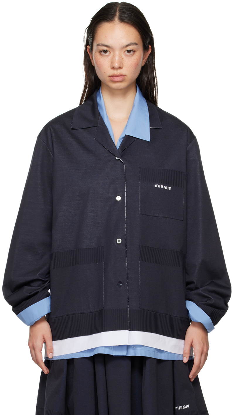 Miu Miu: Navy Maglia Shirt | SSENSE Canada