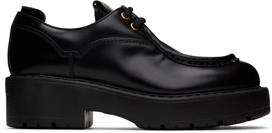 靴 \"miu miu\" pointed toe leather derby 靴 
