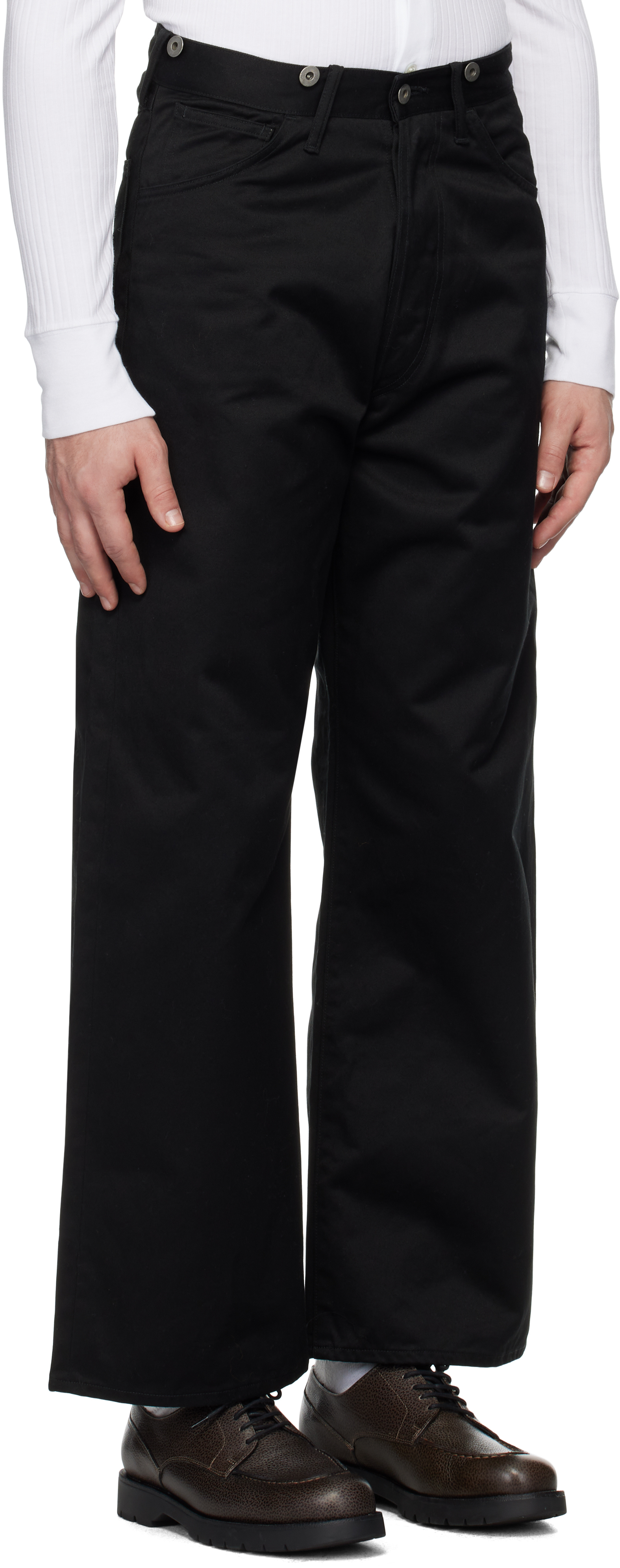 TAIGA TAKAHASHI BLACK LOT.209 BUCKLE-BACKED TROUSERS 