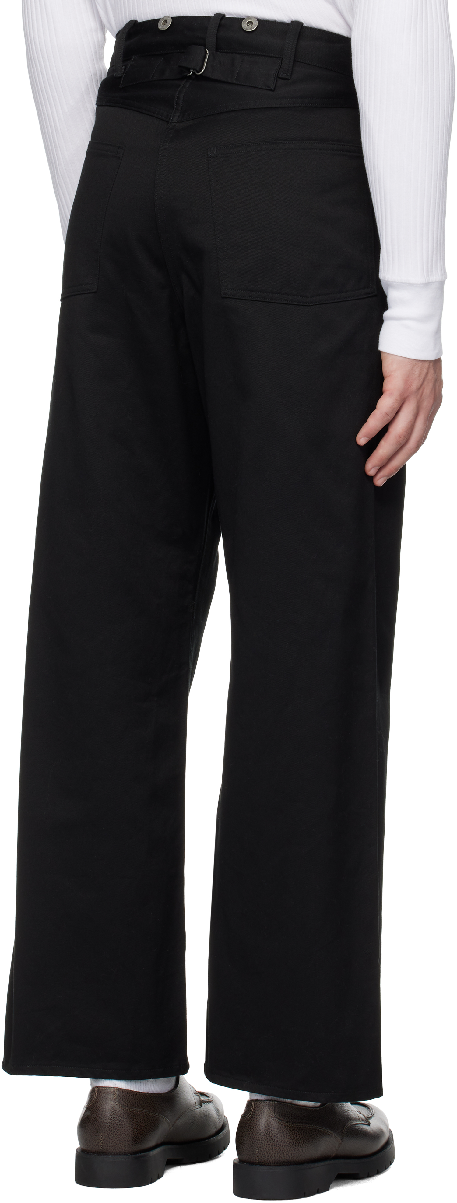 TAIGA TAKAHASHI BLACK LOT.209 BUCKLE-BACKED TROUSERS 