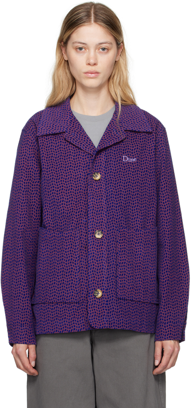 Shop Dime Blue Printed Jacket In Violet