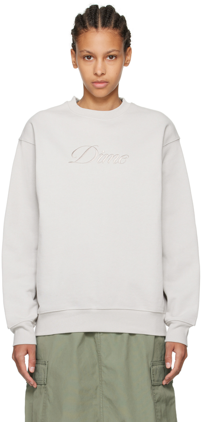 Dime Gray Cursive Sweatshirt In Cement