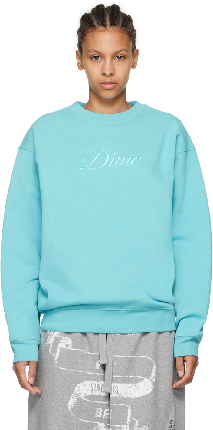 Dime Blue Cursive Sweatshirt In Ocean Blue