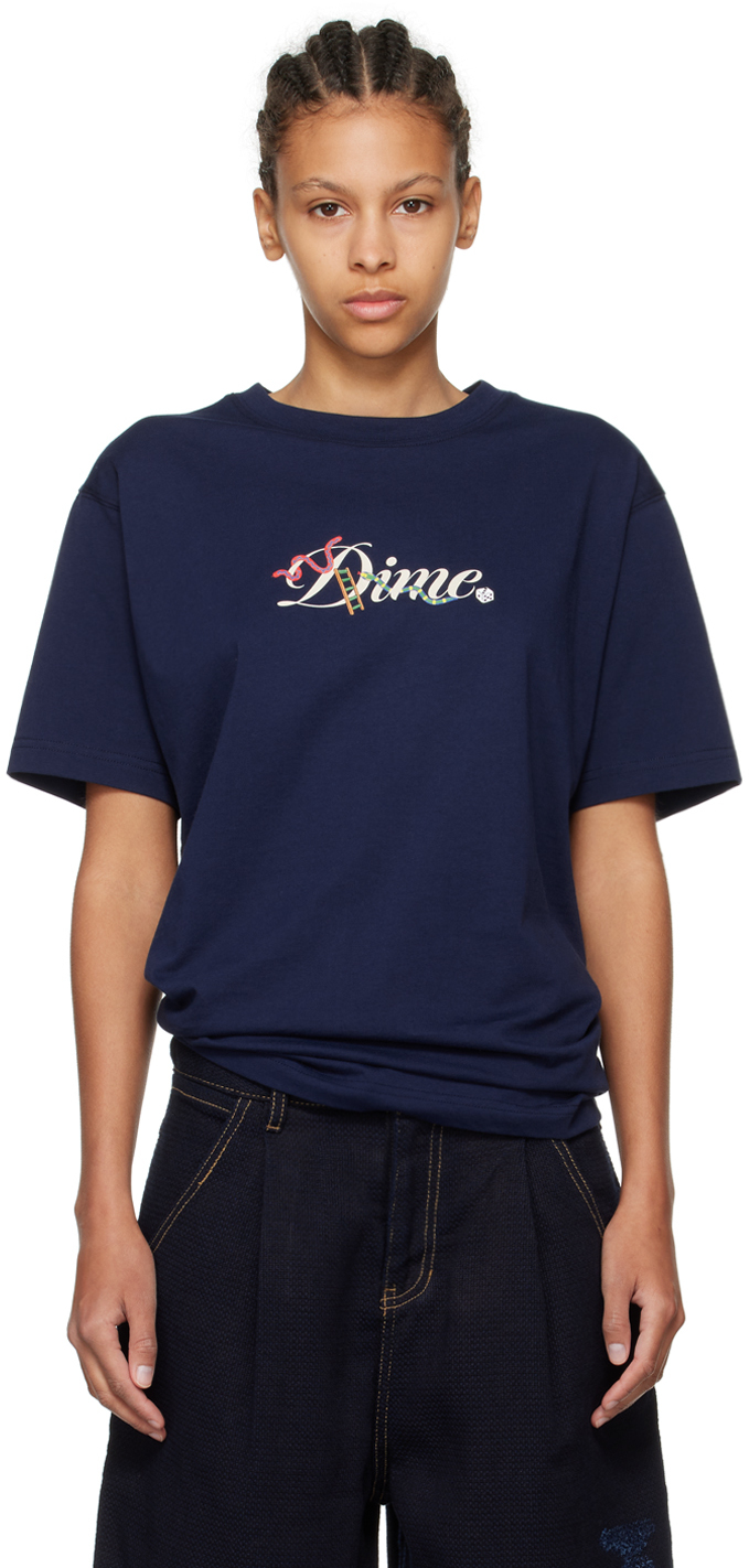 Dime: ネイビー Cursive Snake Tシャツ | SSENSE 日本