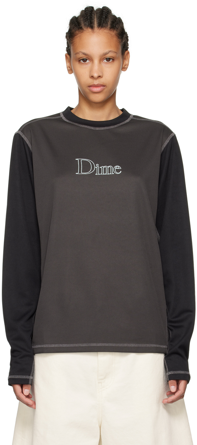 Dime Gray Athletic Long Sleeve T-shirt In Charcoal