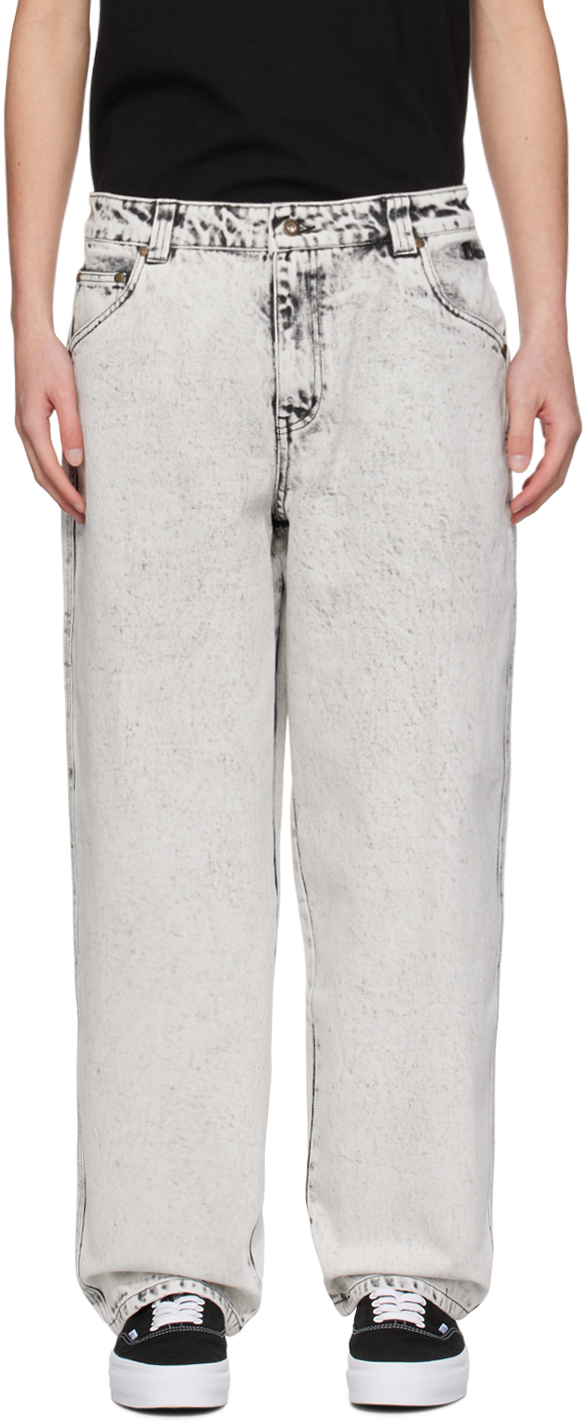 Dime White Classic Baggy Jeans In Smoke White
