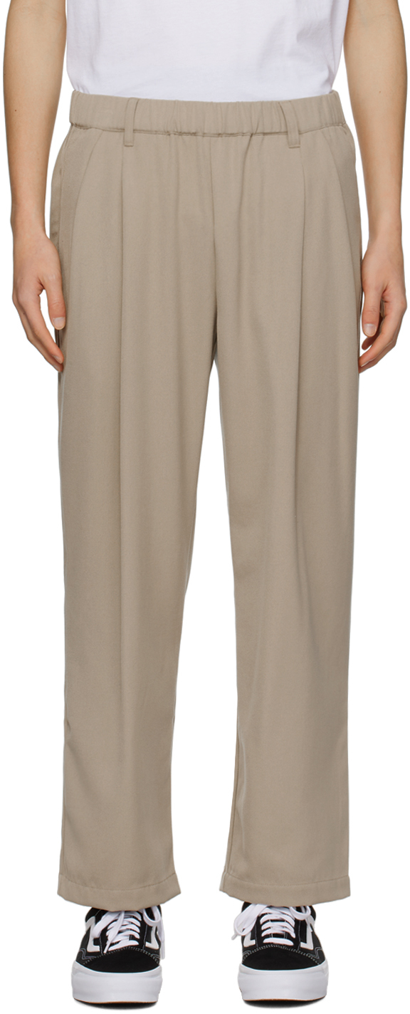 Shop Dime Tan Pleated Trousers