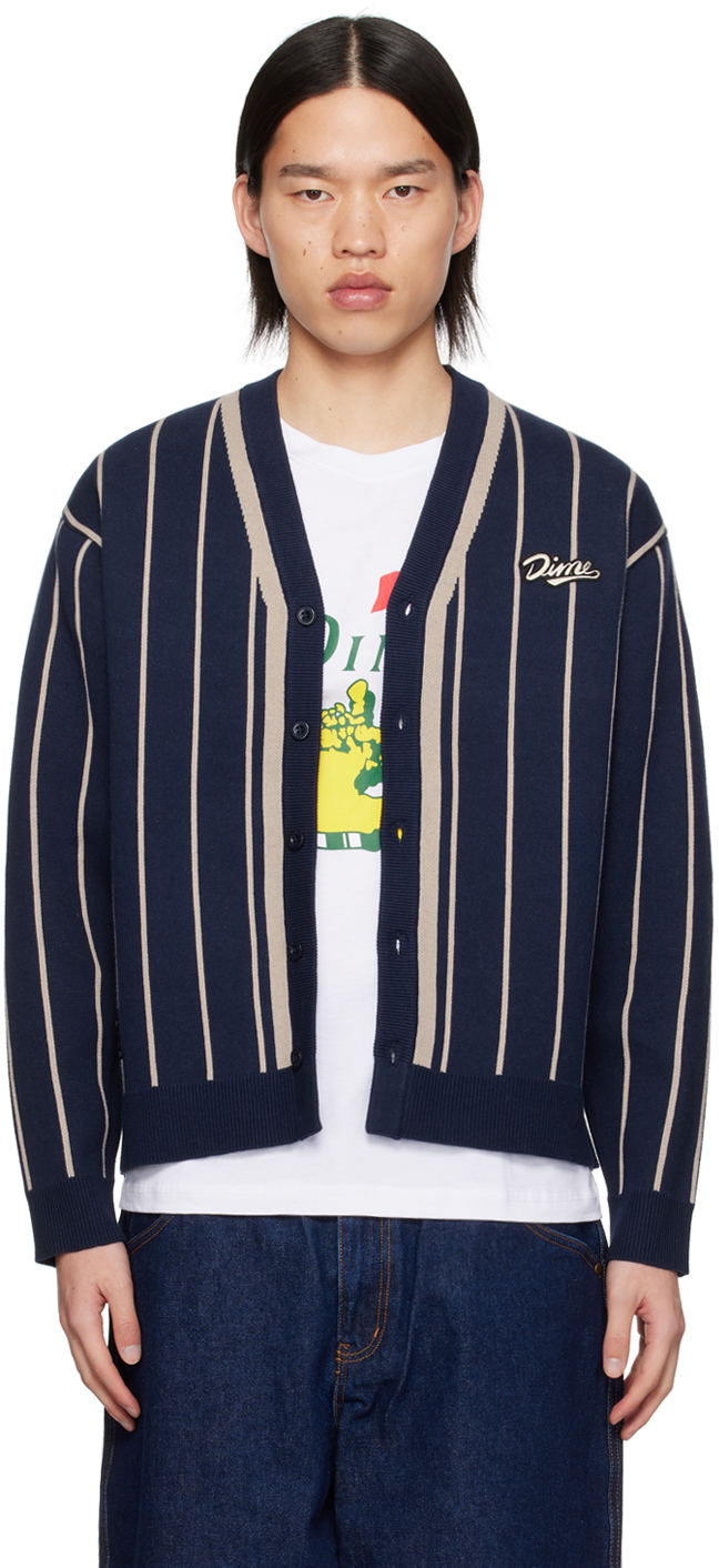 Dime: Navy Baseball Cardigan | SSENSE