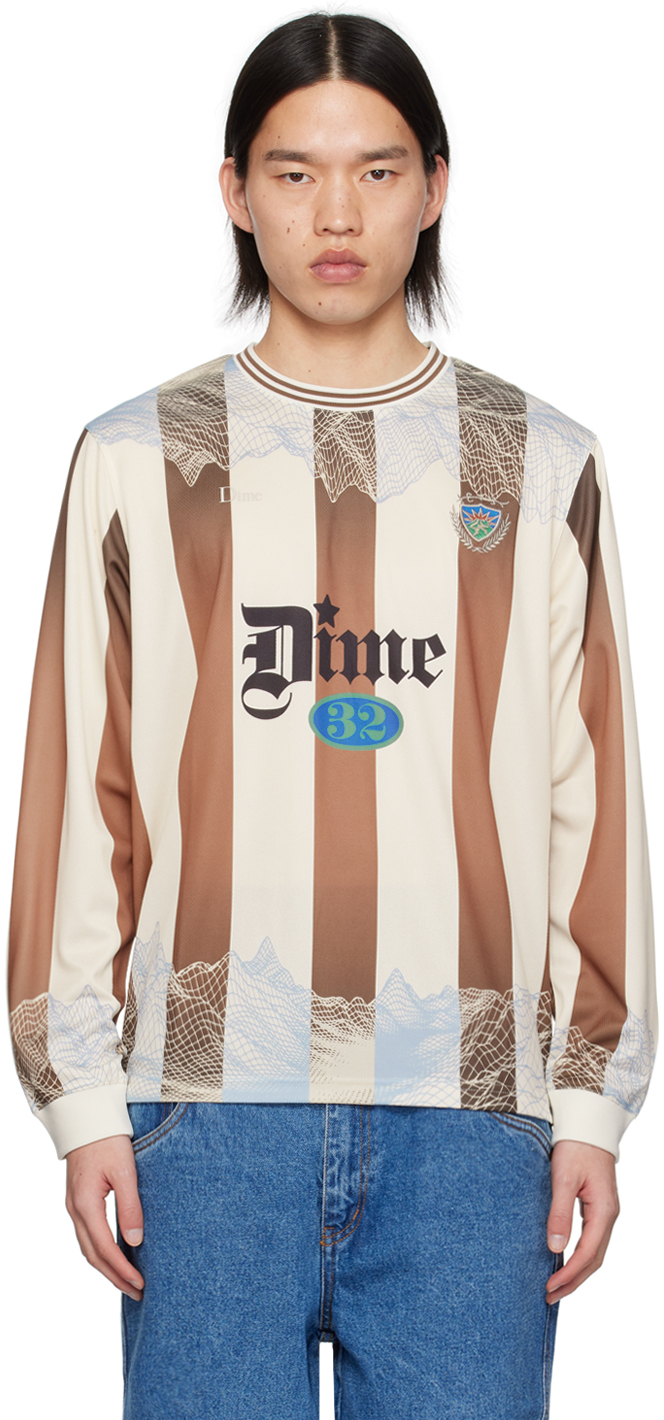 Dime Brown & Off-white Striker Long Sleeve T-shirt In Rust