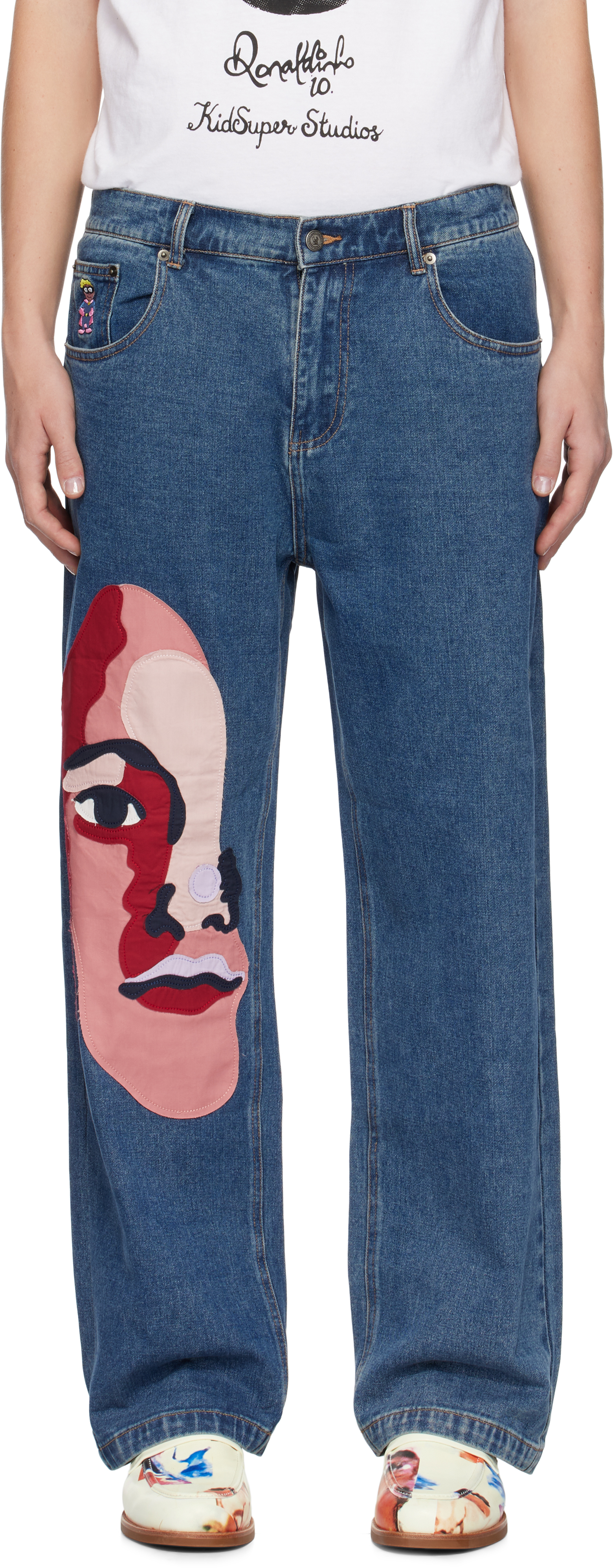 Shop Kidsuper Blue Face Jeans