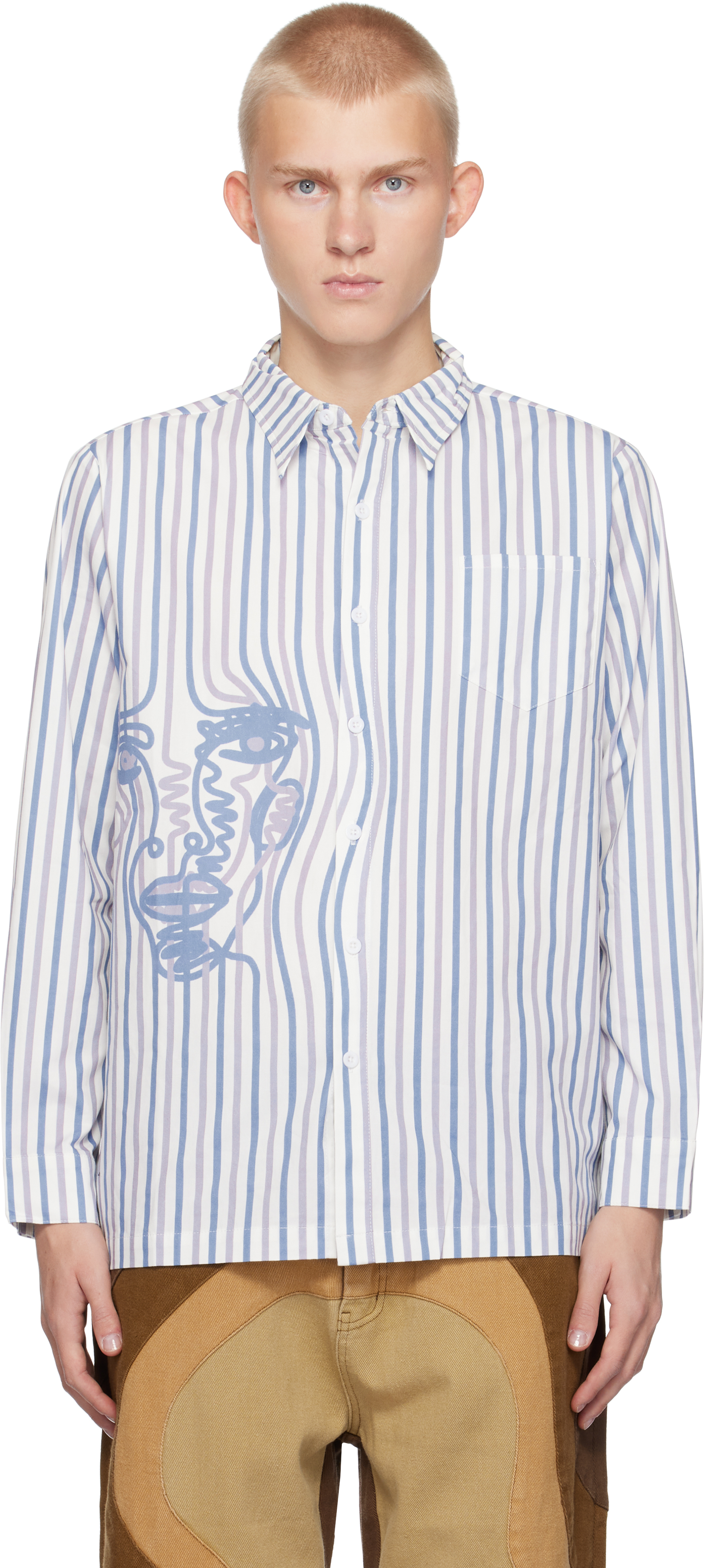 White Striped Face Shirt