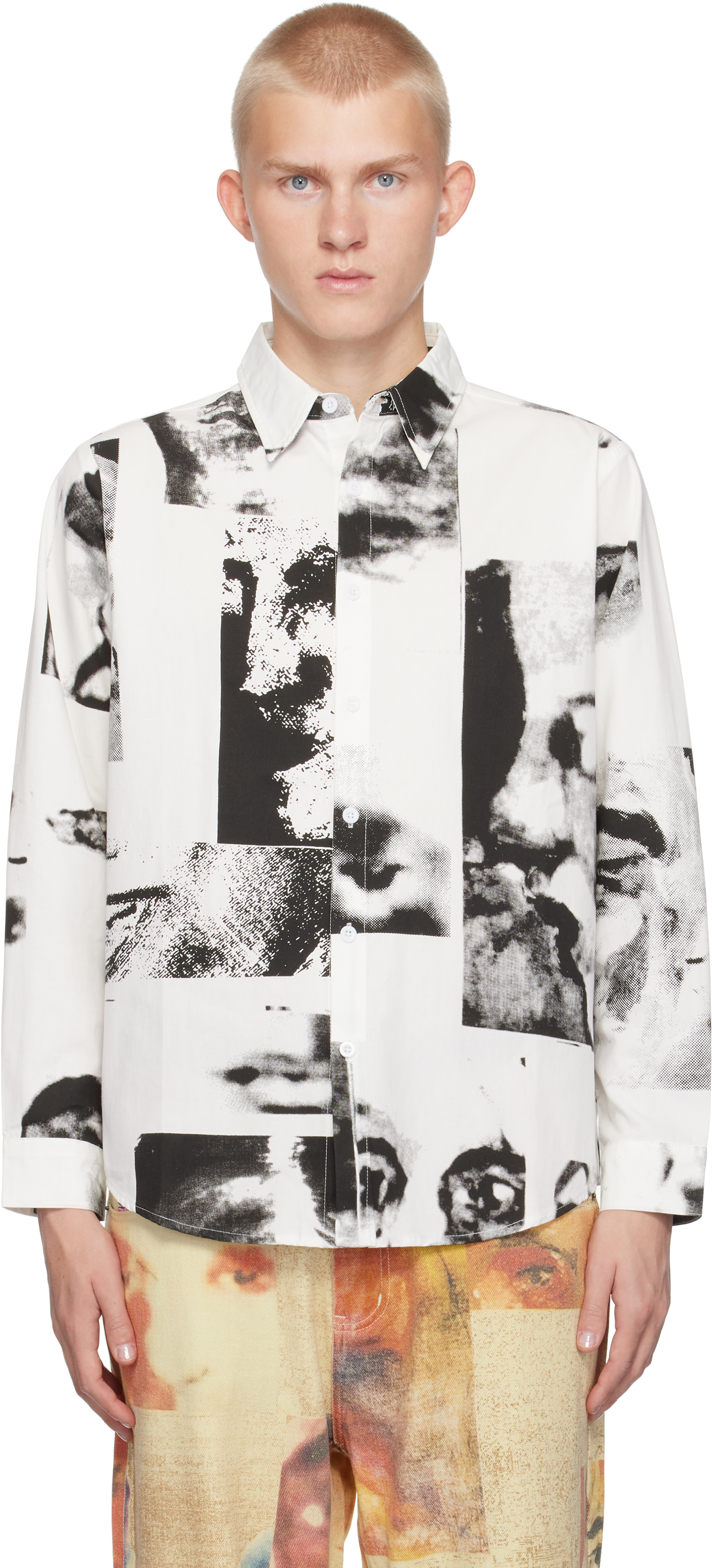 White Collage Faces Shirt