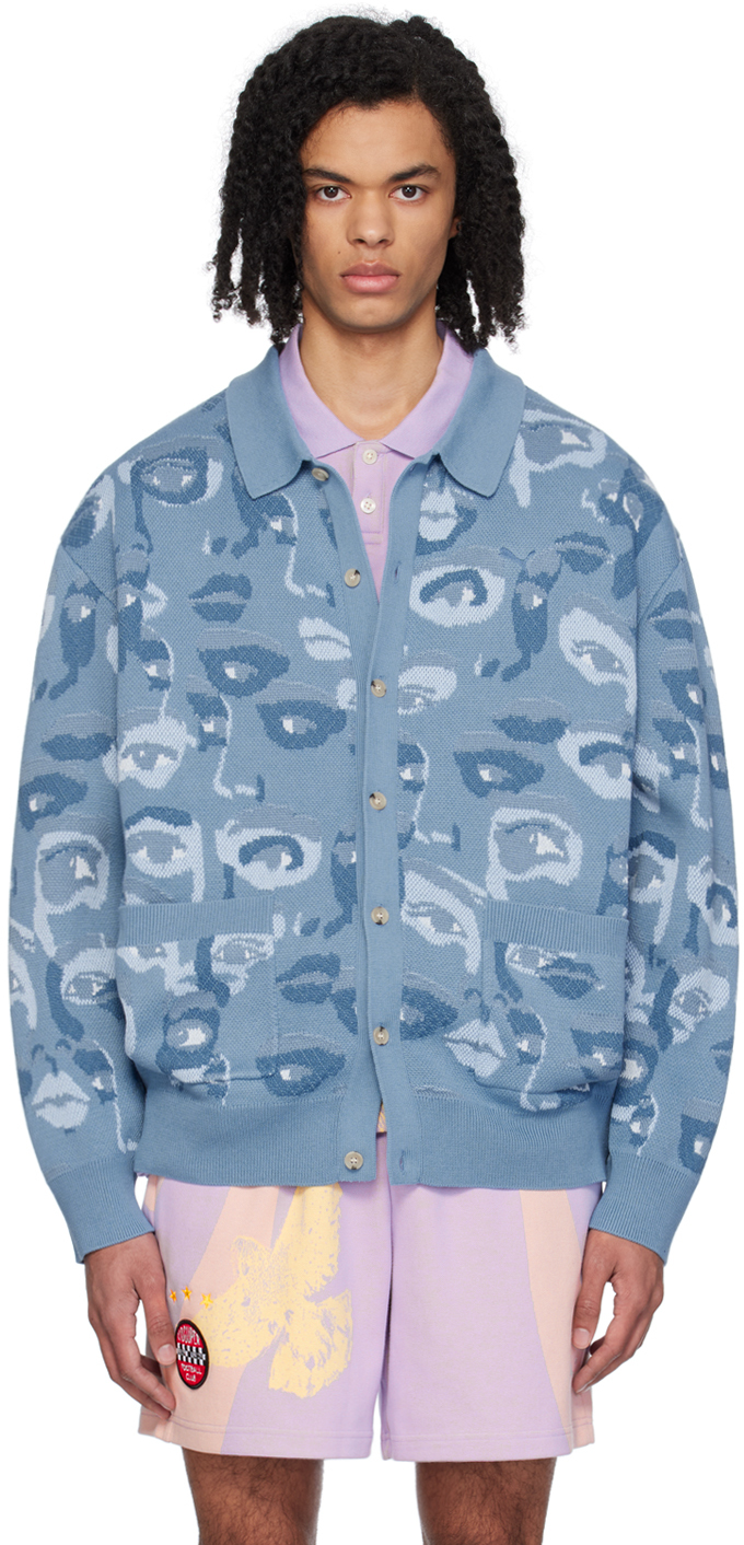 Shop Kidsuper Blue Puma Edition Cardigan In Zen Blue