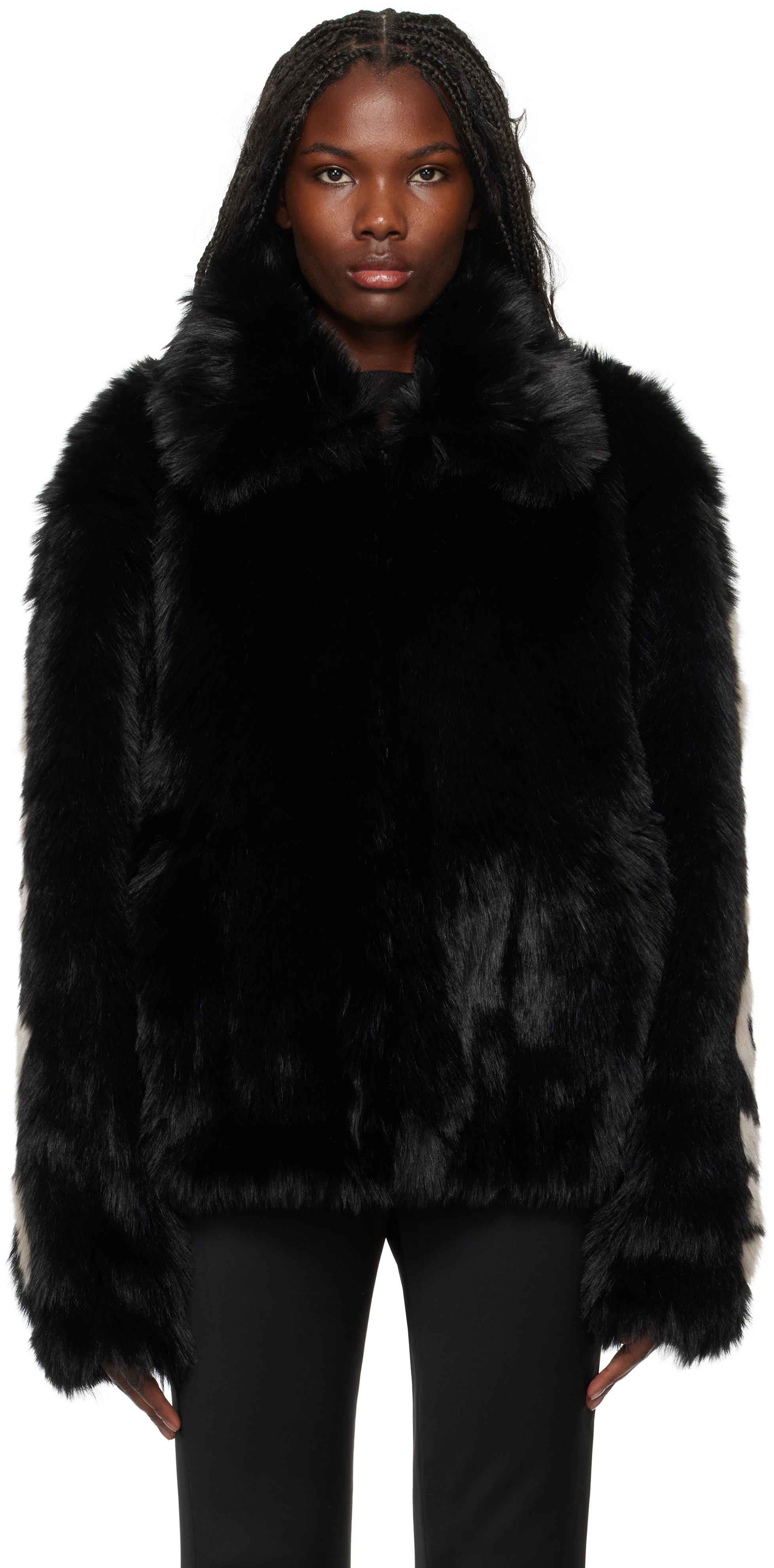 Shop 032c Black Anti-gauguin Faux-fur Jacket