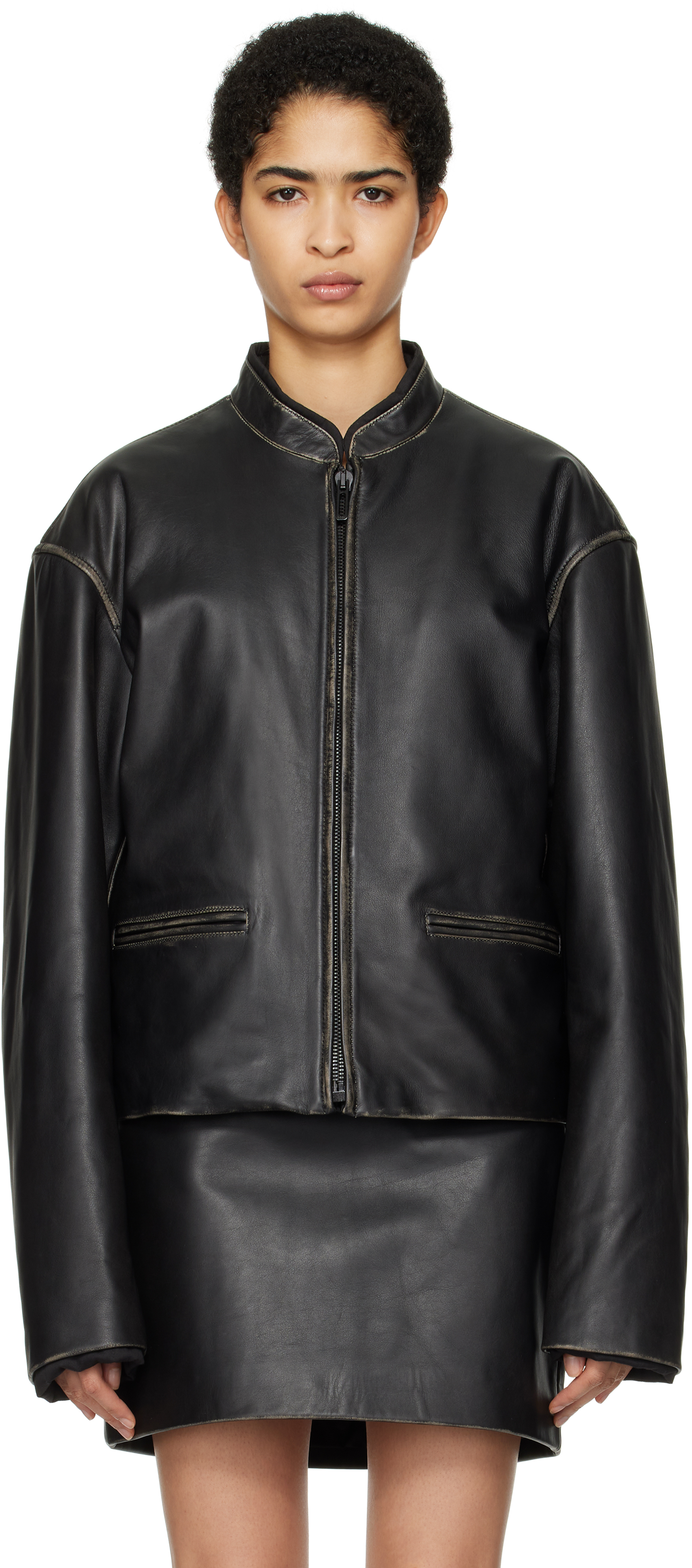 Black Uma Leather Biker Jacket