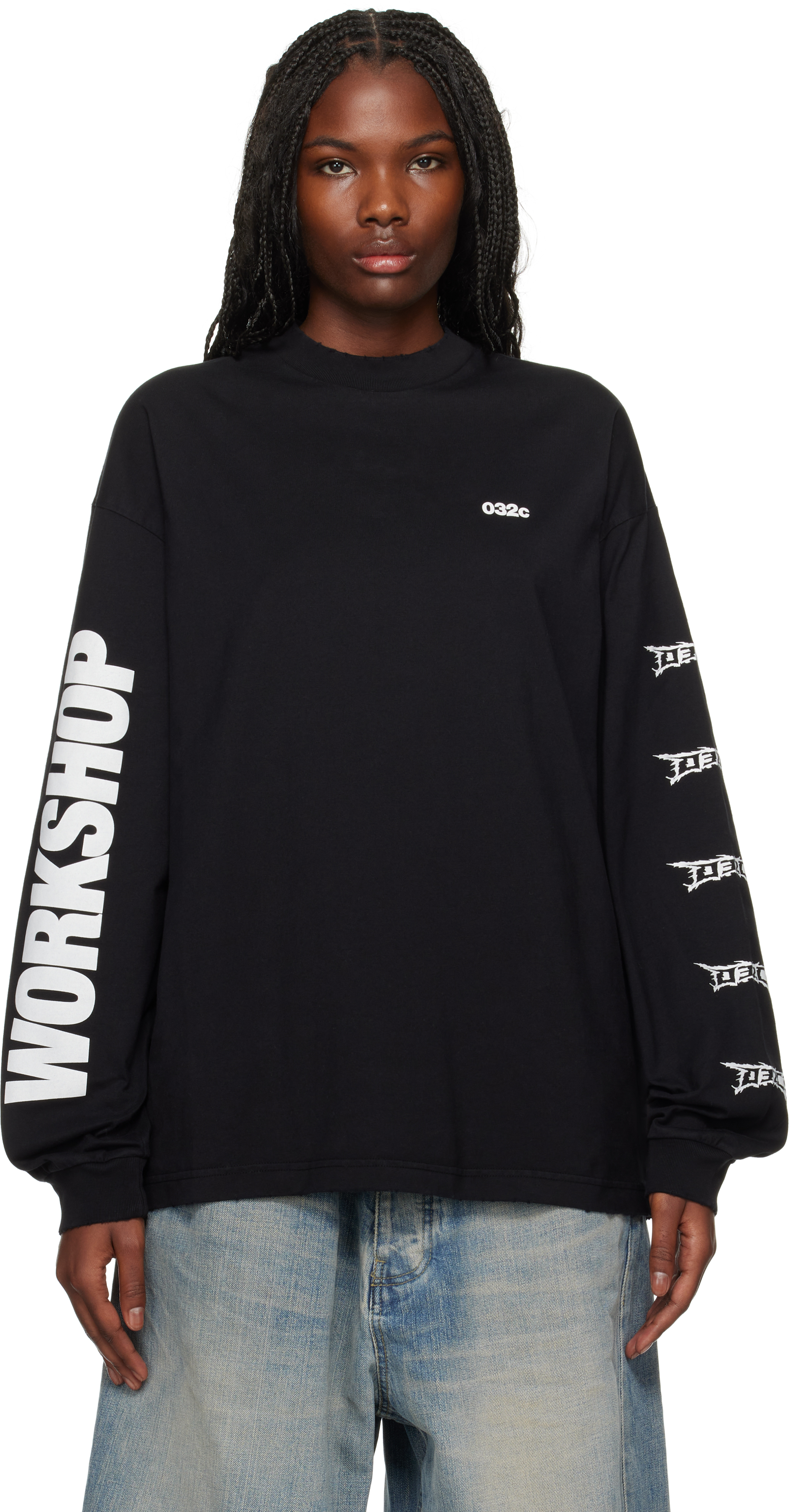 Black Nerve Shatter Boxy Longsleeve T-shirt