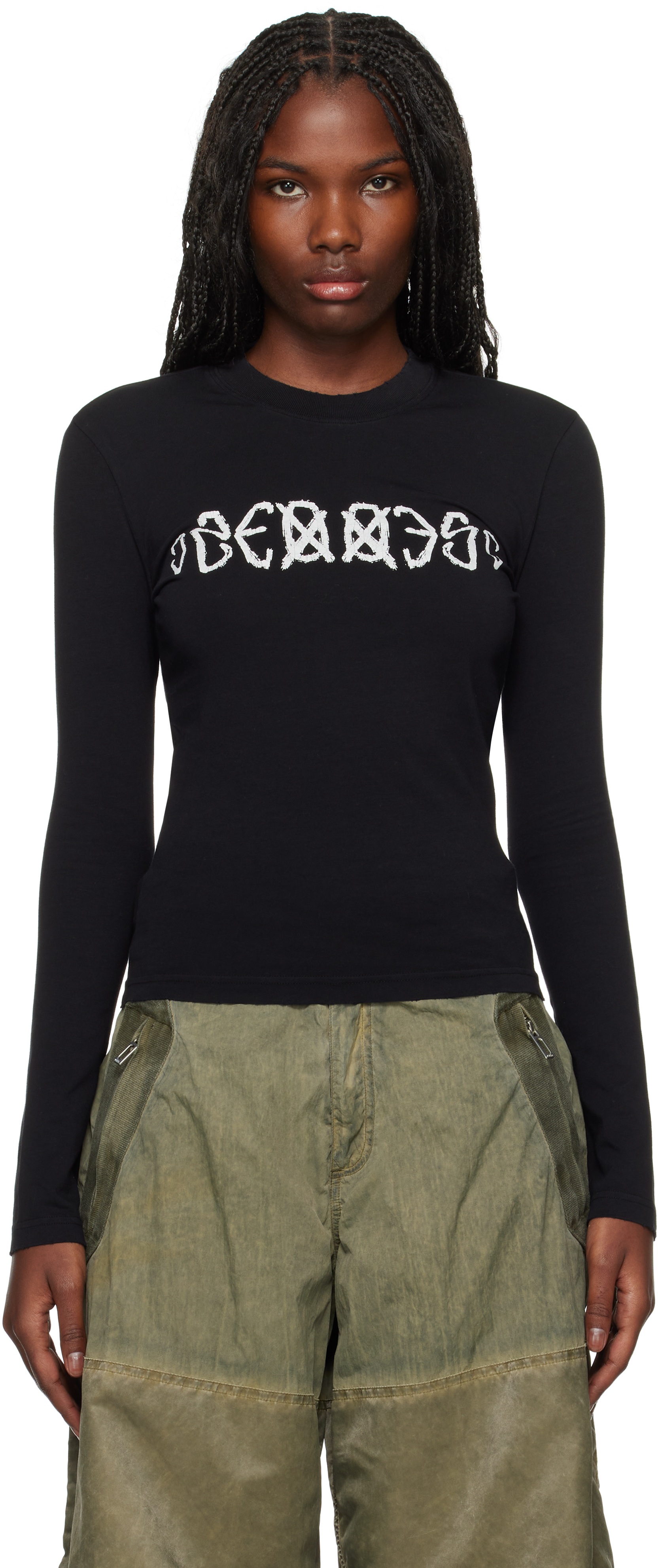 032C BLACK SUN FINE RIB T-SHIRT ゼロサンツーシーブラックサン 032C Black Sun Fine Rib T-shirt S25URC0281100-SOFT WHITE