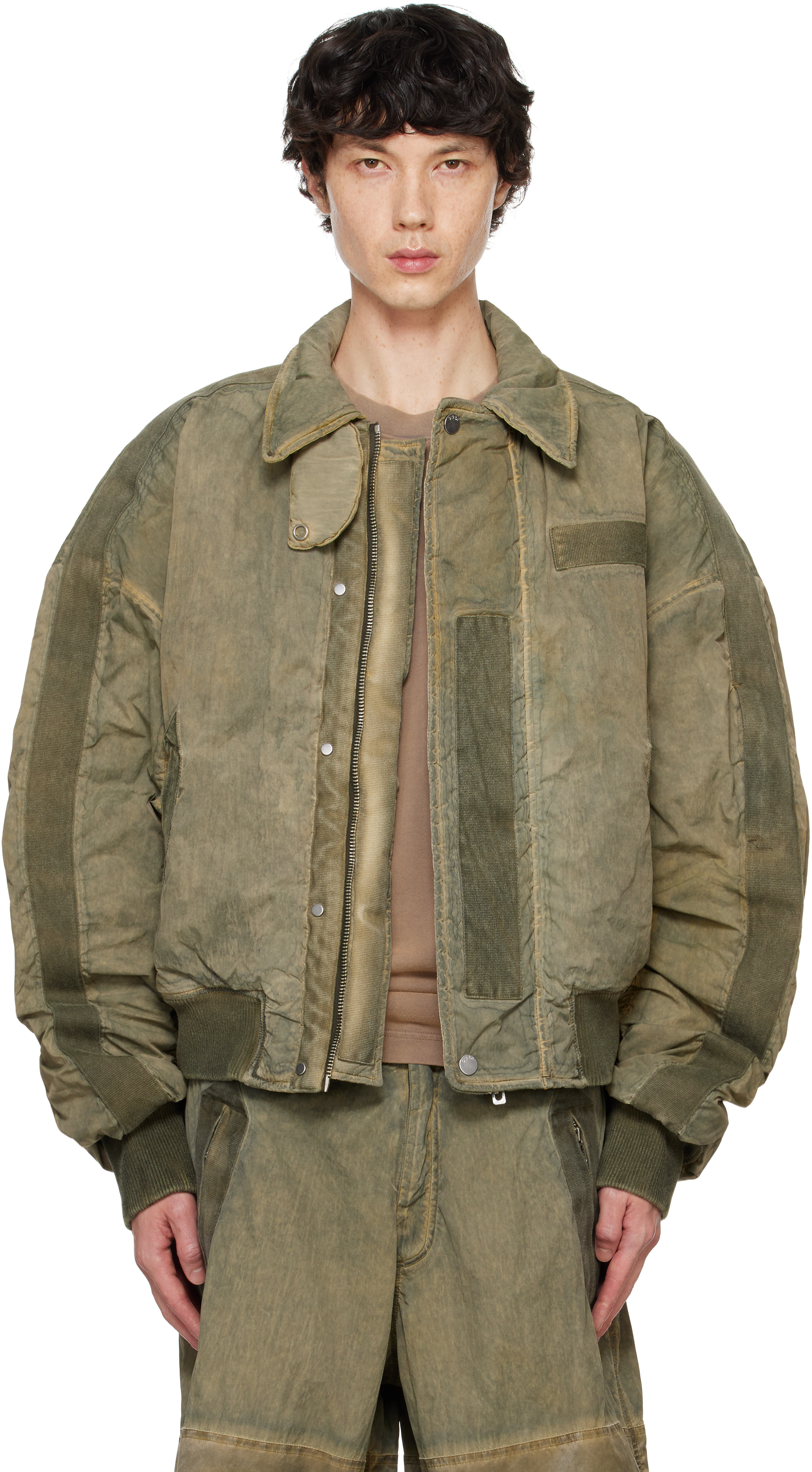 Green Clay Utility Bomber Jacket