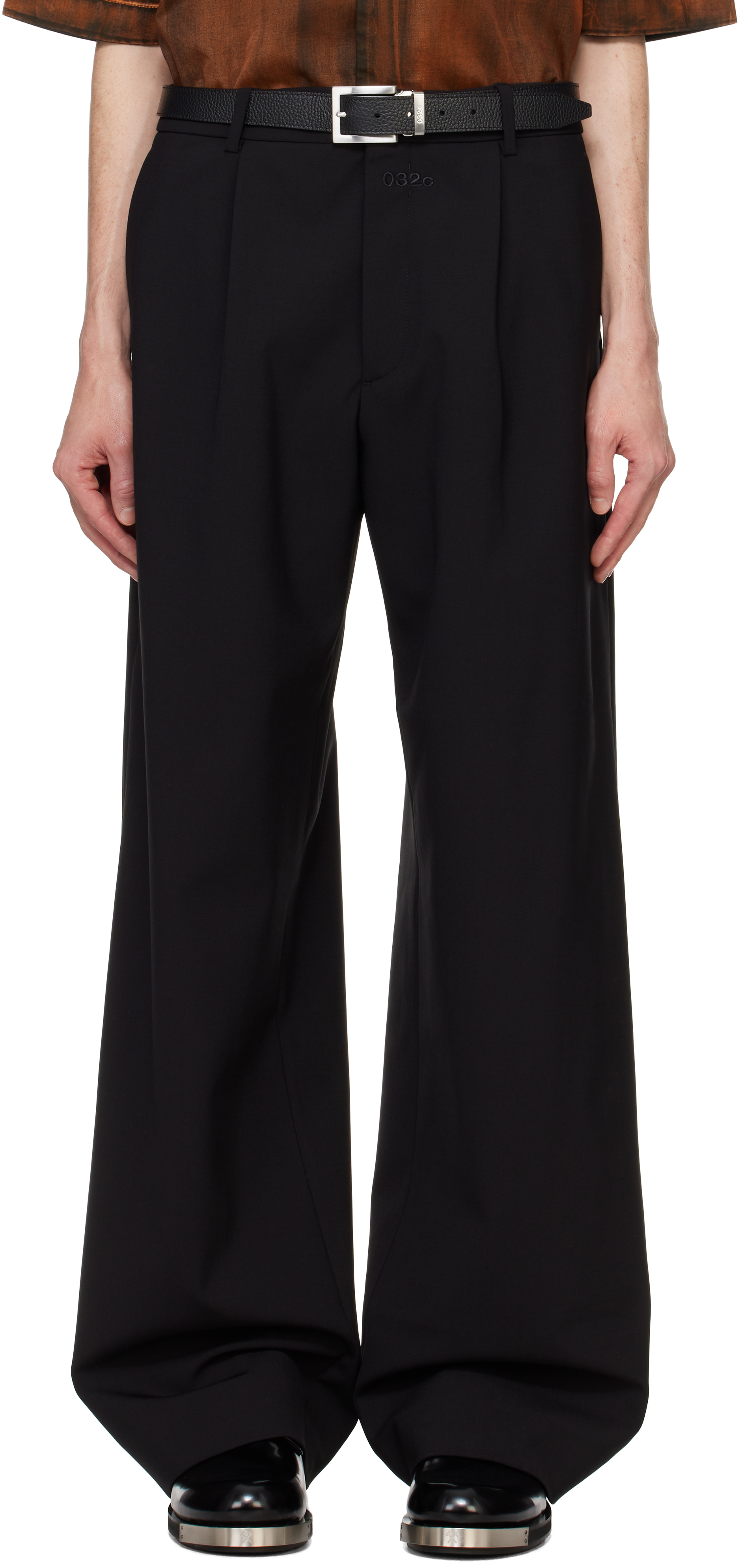 Black Portrait Wide Leg Suit Trousers