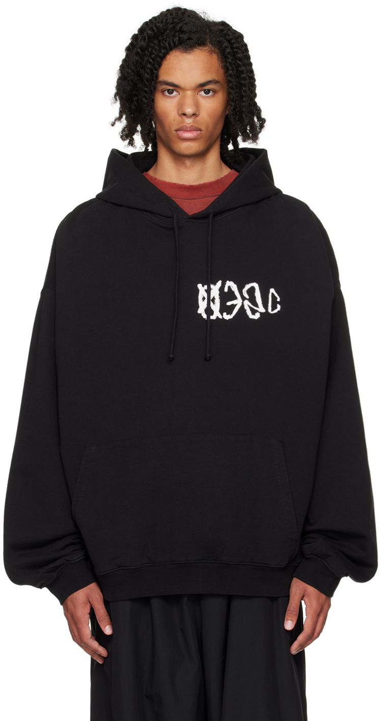 Shop 032c Black Sos Hoodie In Faded Black