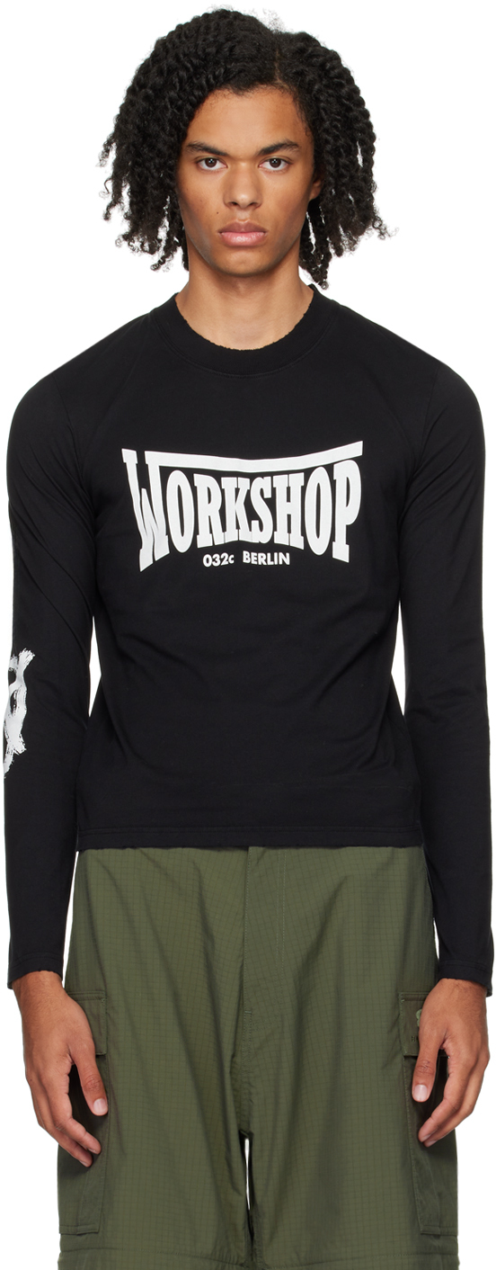【おすすめ！】032c ブラック Victor 長袖Tシャツ 032cのブラック Victor 長袖Tシャツがセール中