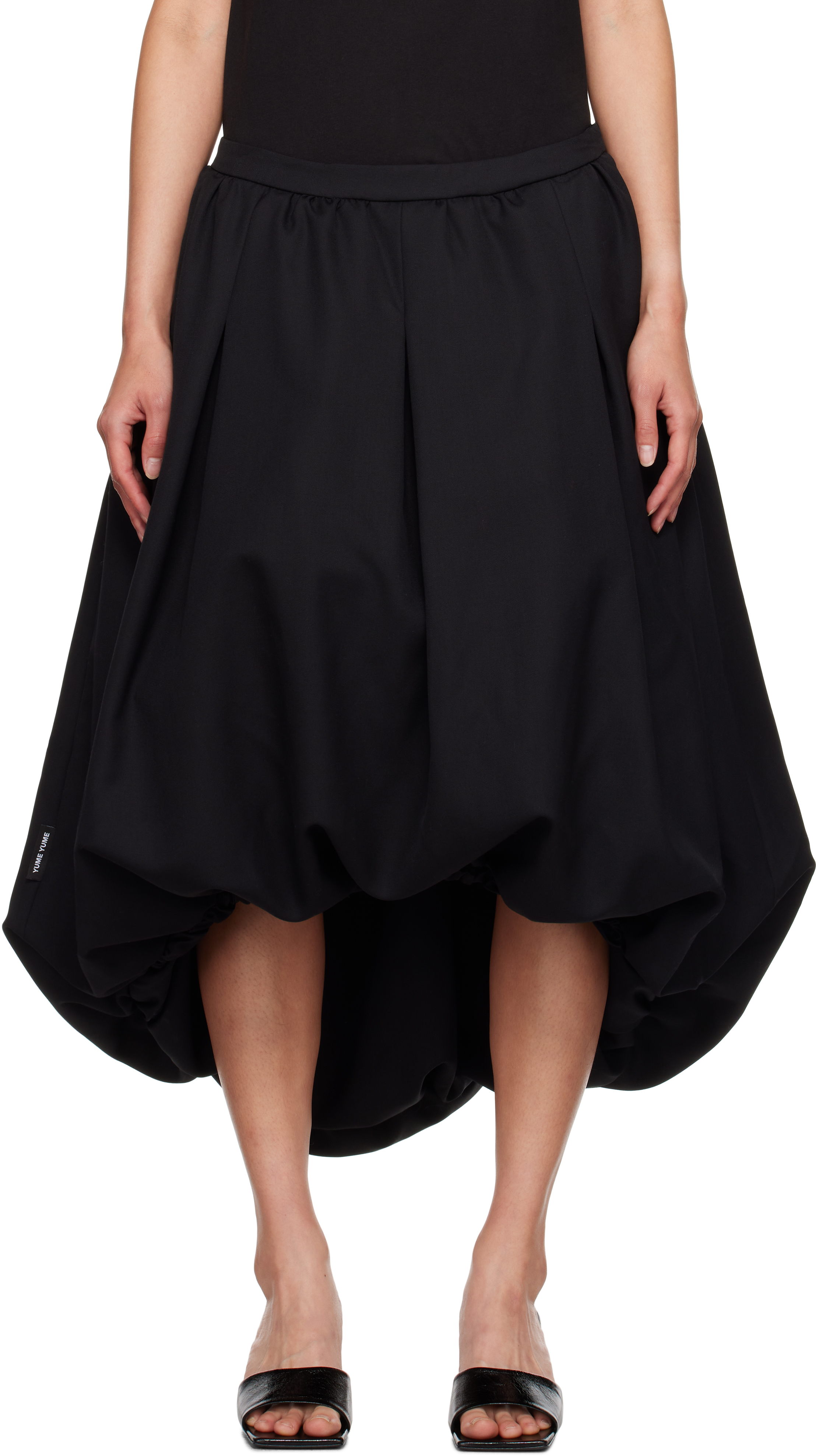 Black Balloon Midi Skirt