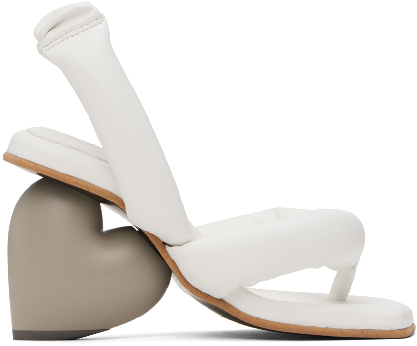 White & Taupe Love Heeled Sandals