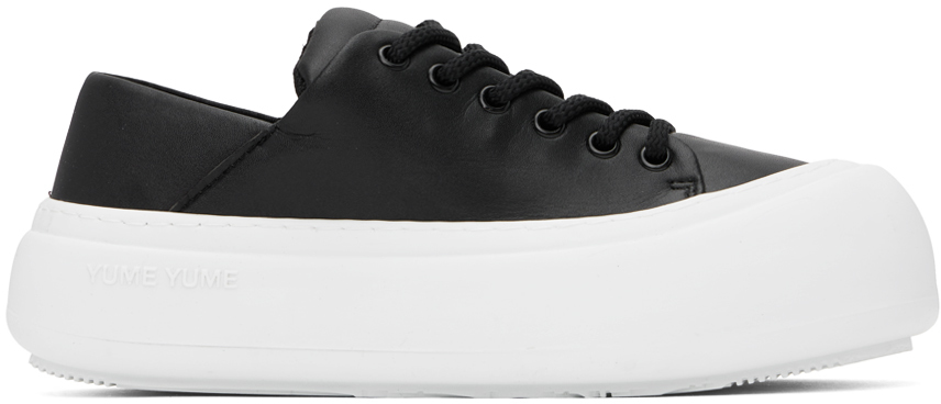 Shop Yume Yume Black Goofy Sneakers In Black Recycled Leath