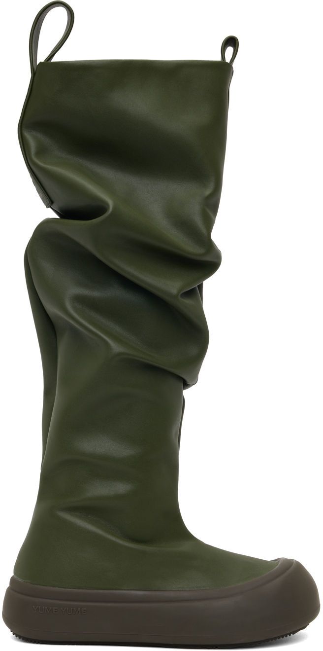 Shop Yume Yume Green Fisherman Boots In Forest Vegan Leather