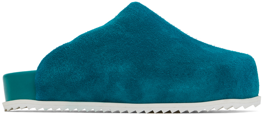 Shop Yume Yume Blue Truck Slides In Turqouise Suede