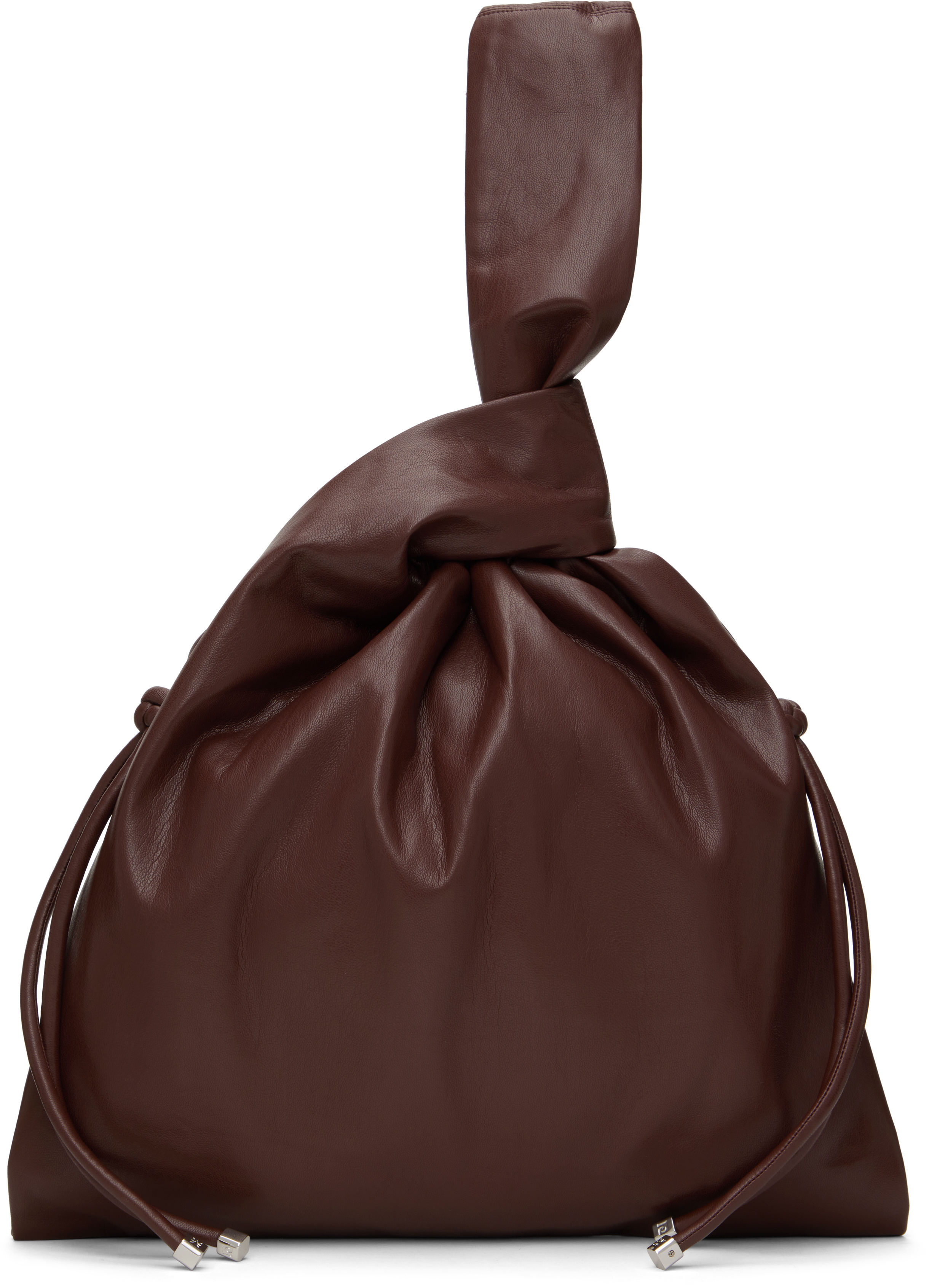 Burgundy Jen Drawstring Vegan Leather Pouch