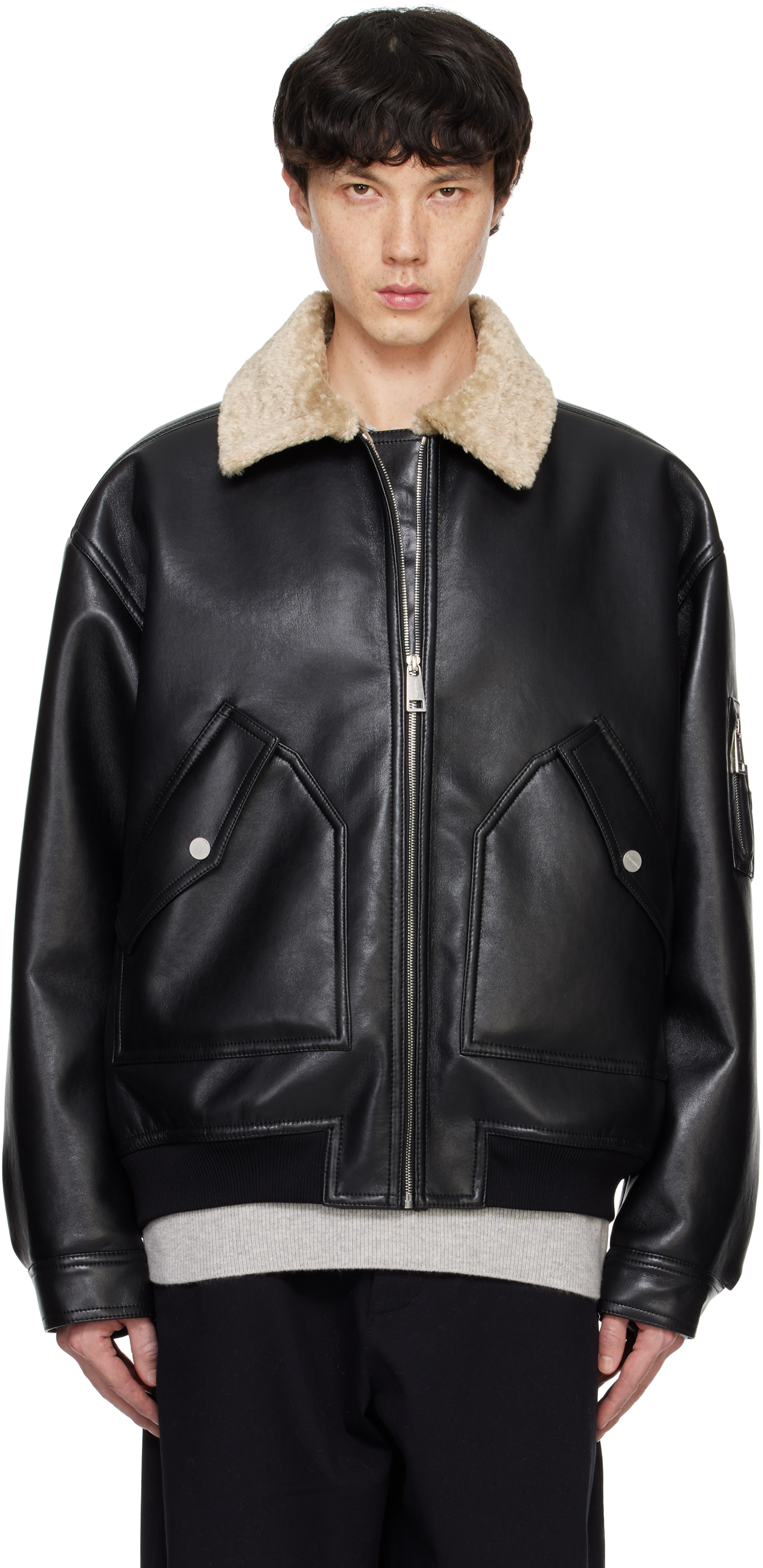 Black Lude Faux-Leather Jacket