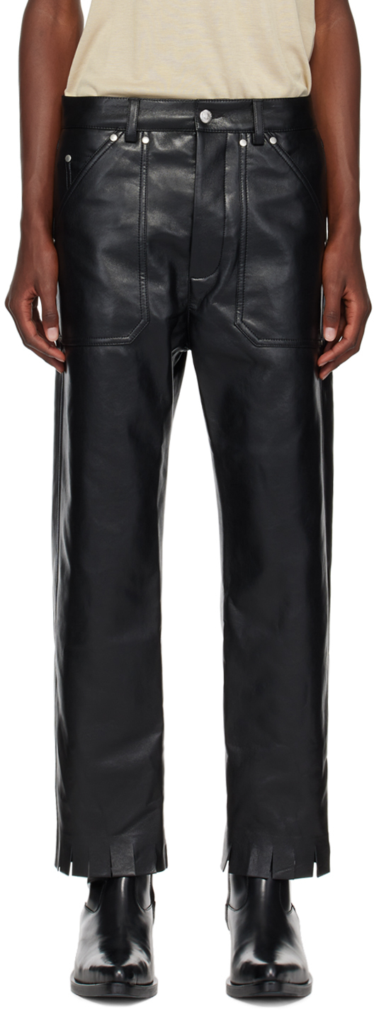 Shop Nanushka Black Quido Regenerated Leather Trousers