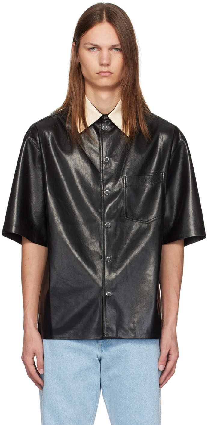 Black Aksel Faux-Leather Shirt