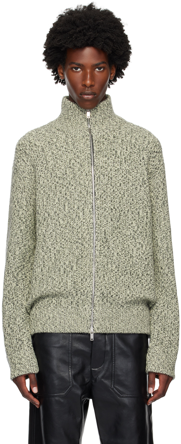 Shop Nanushka Gray Sonni Cardigan In Black/moon Mouline