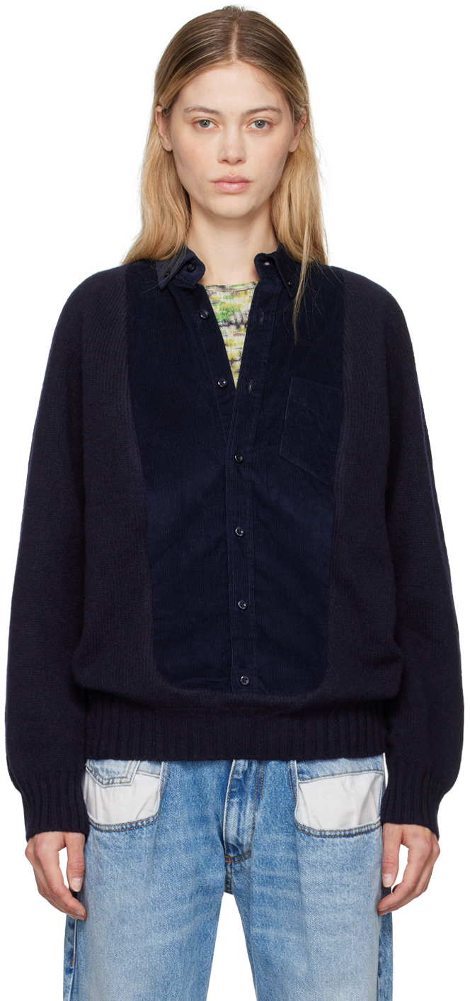 Navy Frontinsertshirt Sweater by Bless on Sale
