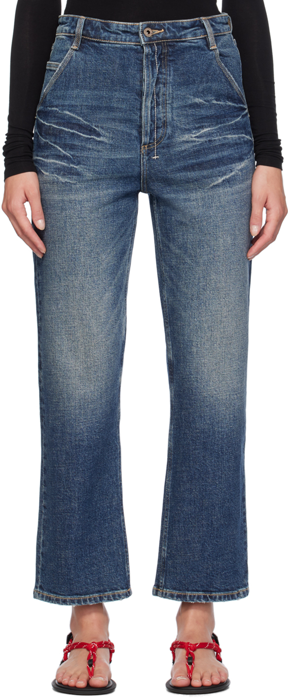 Shop Fax Copy Express Blue 333 Wash Straight Leg Jeans In Dark Blue