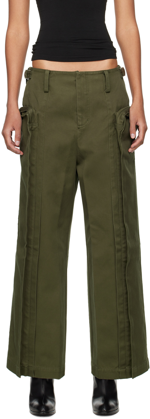 Khaki Vertical Pocket Cargo Pants