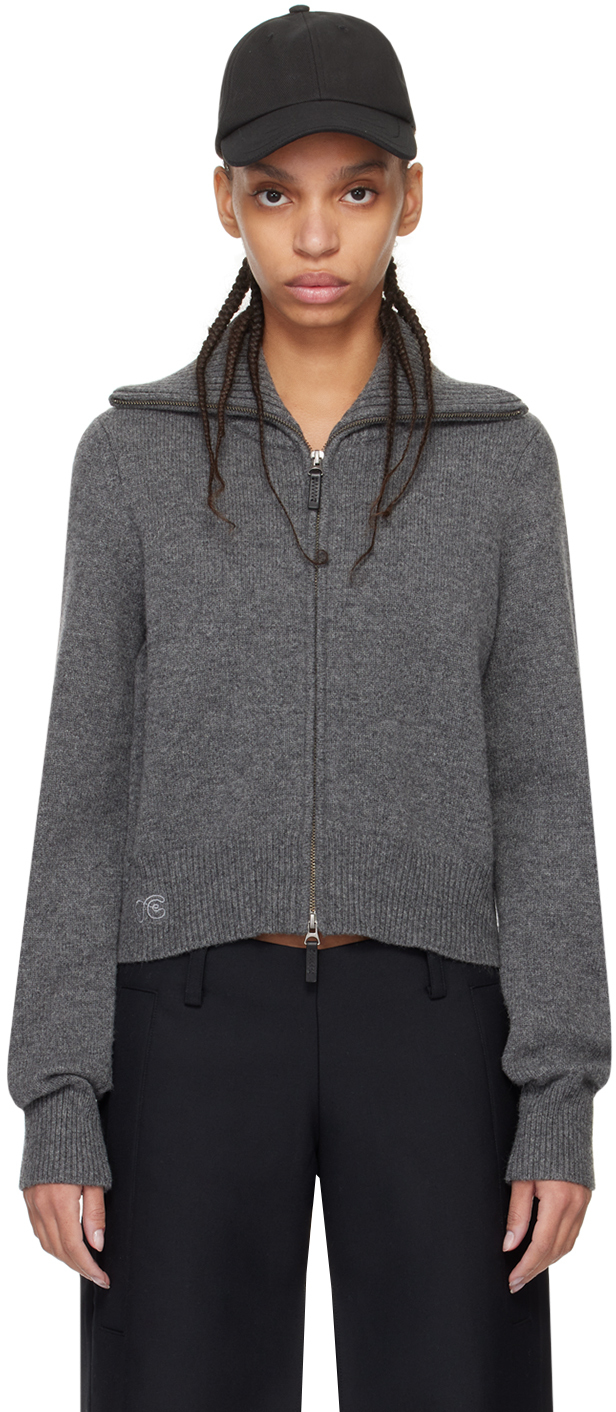 Shop Fax Copy Express Gray Zip Sweater In Grey