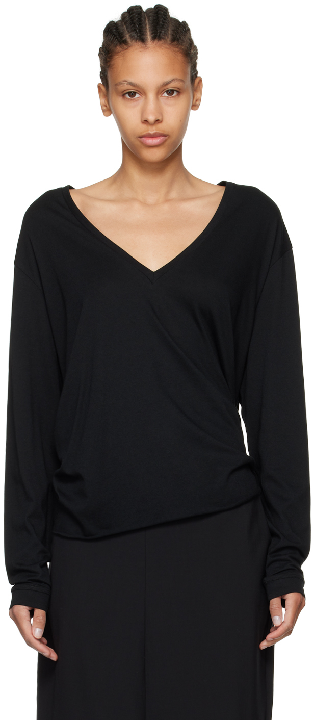 Black 'The V-Neck' Long Sleeve T-Shirt