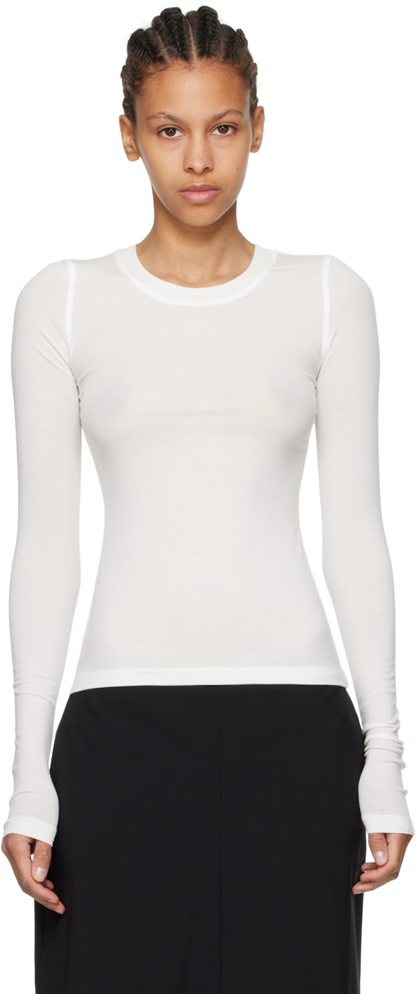 FAX COPY EXPRESS WHITE 'THE ROUND NECK' LONG SLEEVE T-SHIRT 